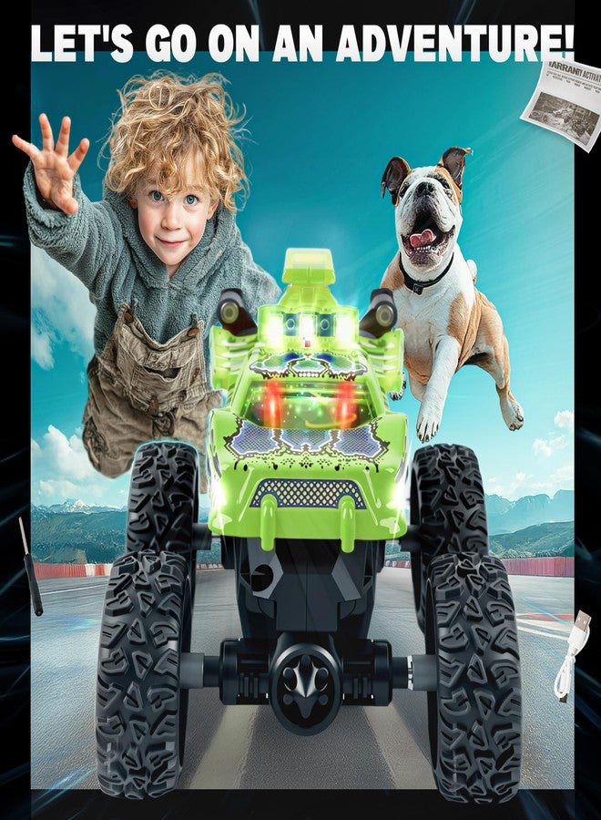 بيزغار ألعاب شاحنة الوحش من بيزجار - سيارة تحكم عن بعد بتردد 2.4 جيجاهرتز بمقياس 1:64 مع أضواء ملونة، دوران 360 درجة، هيكل معدني - شاحنة وحش تعمل بالتحكم عن بعد للأولاد والبنات من عمر 6 إلى 10 سنوات (أخضر) - Image 5